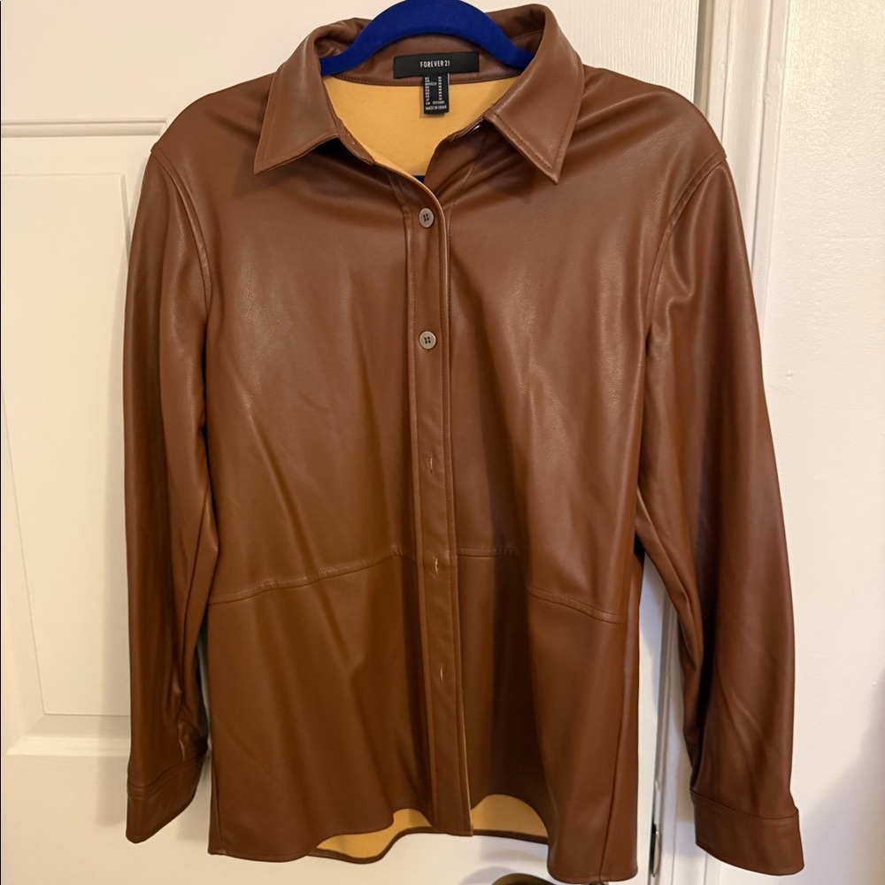 Forever 21 Brown Faux Leather Shacket
